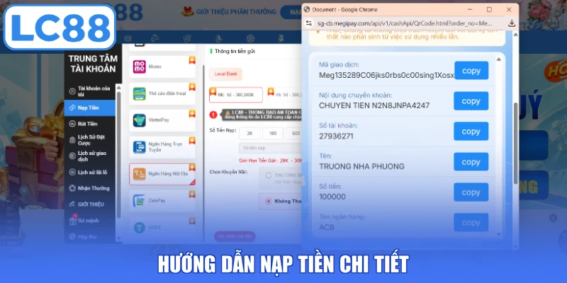 Hướng dẫn nạp tiền chi tiết