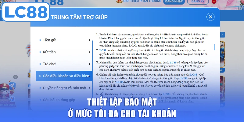 Thiết lập bảo mật ở mức tối đa cho tài khoản